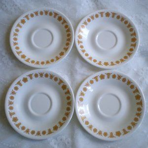 Vintage 4 Corelle Corning Butterfly Gold 6 1/4" Inch Saucer Saucers Set of 4